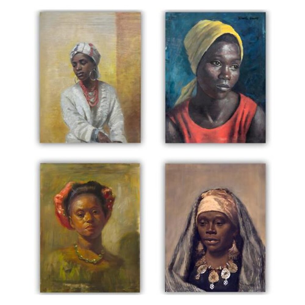 Vintage African Women Portrait Prints Set of 4 Unframed 8x10 or 8.5x11 Wall Art